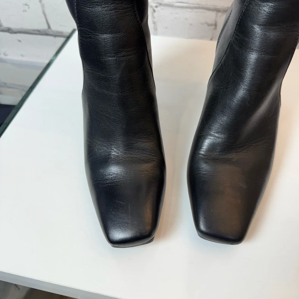 Naturalizer Womens Black Leather Over-The-Knee Boots Size 7.5 Block Heel